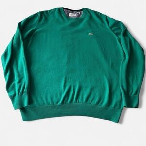 Lacoste Men’s 100% Cotton Crew Neck Green Sweater (Large)